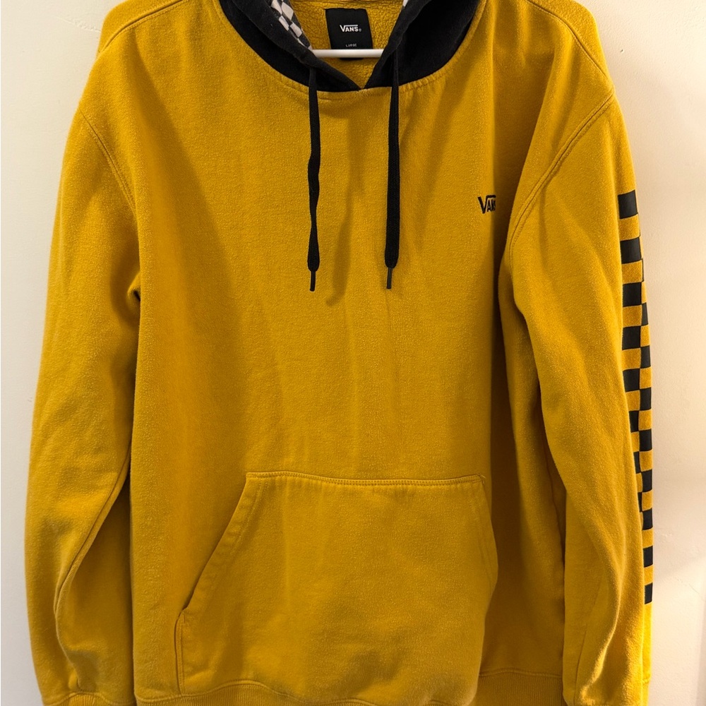 Vans Mustard Hoodie with Black Checkerboard Accents